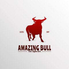 Bull silhouette logo. bull logo badge emblem sign isolated. buffalo logo.