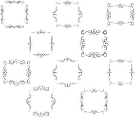 Frame border ornament. Calligraphic text divider, border, separator decor design. Antique vintage victorian elegant decoration element. Filigree frame ornament line. Hand drawn vector illustration