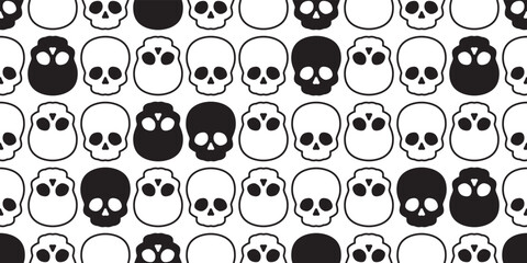 skull seamless pattern Halloween crossbones vector ghost pirate cartoon repeat wallpaper scarf isolated gift wrapping paper tile background doodle illustration symbol clip art design