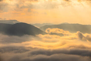 Autumn sunrise in Puigsacalm peak, La Garrotxa, Spain