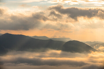 Autumn sunrise in Puigsacalm peak, La Garrotxa, Spain