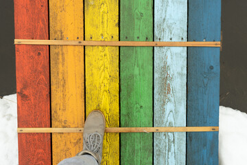 Rainbow colored bridge