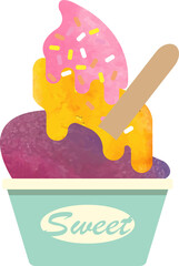 Colorful cute watercolor texture food dessert ice cream
