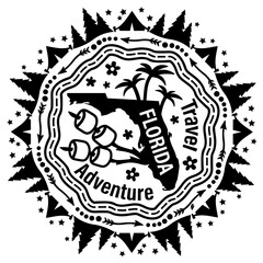 Mandala USA state Florida map Camp tent Camper clipart Camping sign
