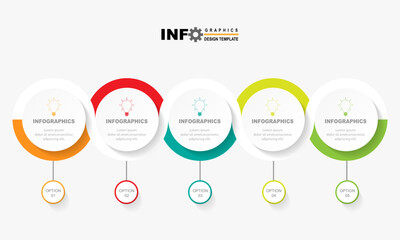 vector infographic circle design template with 5 option or steps.