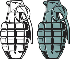 grenade fully editable vector art - obrazy, fototapety, plakaty