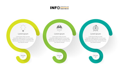 vector infographic circle  design template with 3 option or steps.