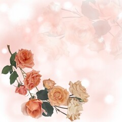 Seamless background with roses collection of illustration high detail realistic white and pink rose flowers for textile design and wallpaper.