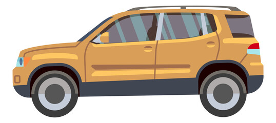 Beige crossover icon. Side view of powerful suv car