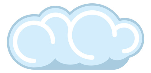 Cute cartoon cloud. Blue fluffy round icon