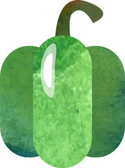 Colorful watercolor texture food ingredient vegetable green pepper