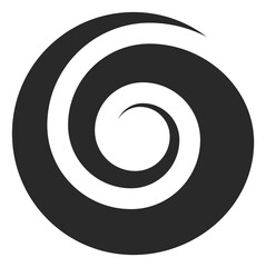 Black round curl icon. Retro hypnotic shape
