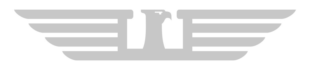 Flight badge. Stylized bird wings insignia in vintage style