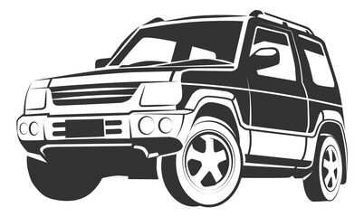 Modern suv logo. Extreme offroad car icon