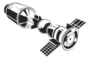 Satellite icon. Artificial orbital ship. Spacecraft symbol