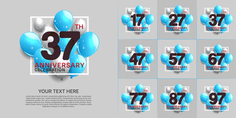 set of anniversary with colorful balloons can be use for celebration moment