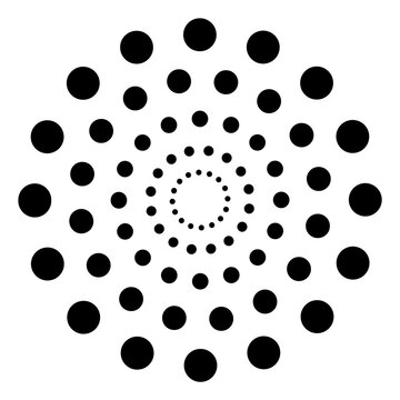 Circular polca dot pattern. Concentic round dot shapes