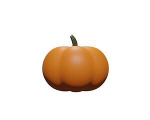 Cartoon pumpkin head 3d renders orange color png.	