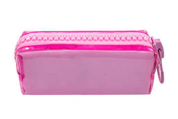 Pink pencil pen case container isolated on the white background