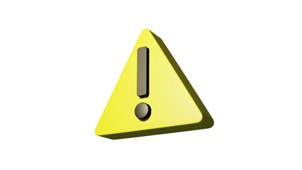 3D Perspective warning symbol yellow and black in the transparent background
