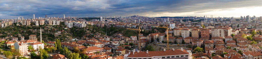 Fototapeta na wymiar Ankara skyline with major monumental buildings including Kocatepe Mosque - Ankara, Turkey