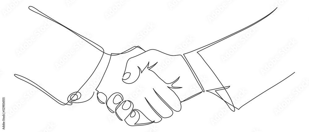 Poster Handshake icon. Sketch style hand gesture of agreement