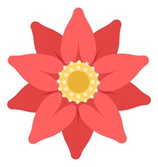 Cute red flower icon. Natural garden symbol