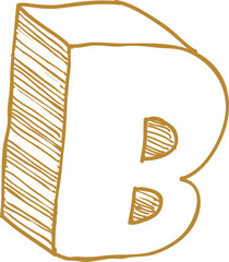 3D hand drawn style letter typographic uppercase alphabet