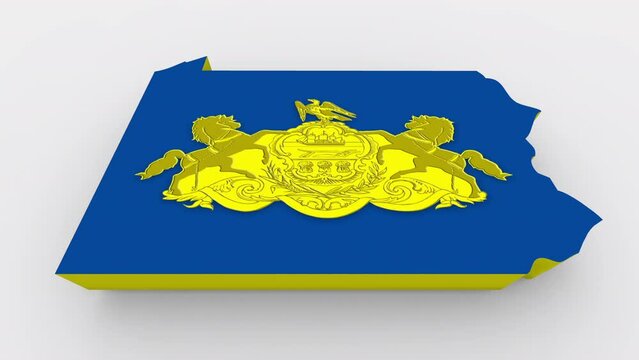 Pennsylvania State Flag Map PA Background 3d Animation