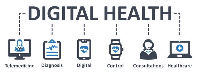 Digital Health icon - vector illustration . Digital, health, medical, healthcare, telemedicine, diagnosis, e-health, infographic, template, presentation, concept, banner, pictogram, icon set, icons .
