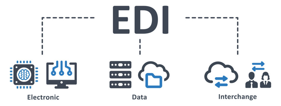 EDI icon - vector illustration . EDI, electronic, data, interchange, cloud, server, database, exchange, process, automation, infographic, template, presentation, concept, banner, icon set, icons .