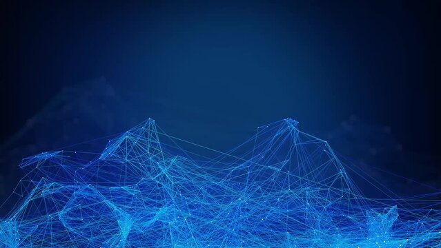 network abstract blue background with particles network Ai line circuit technology cloud computing