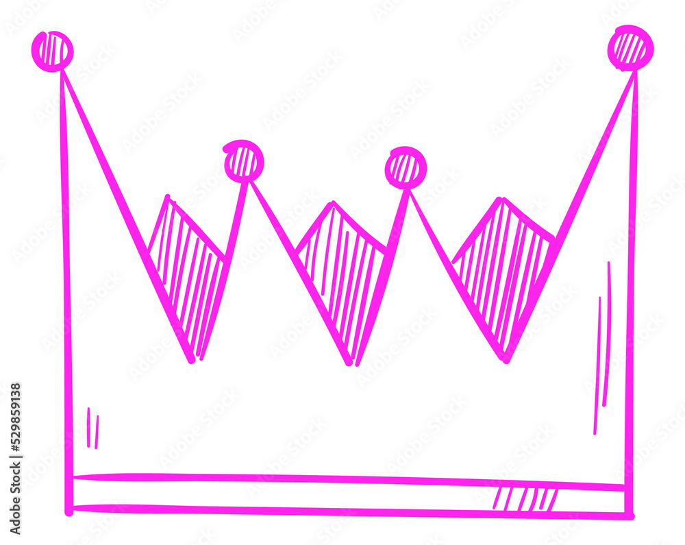 Poster pink crown. cute queen diadem. retro monarch sign