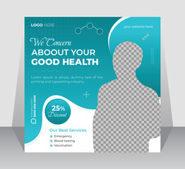 Medical healthcare services social media post template or square web banner for hospital clinic doctor and poster