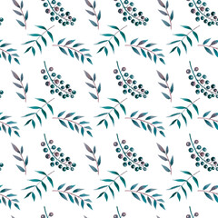 Seamless watercolor floral greenery pattern tropical,naive background, simple, green leaves, branches,  wrappers, wallpapers, postcards, greeting cards, wedding invitations, gift, packaging,  diy