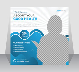 Creative minimalist medical healthcare services social media post design or corporate hospital dental care promotional webinar template