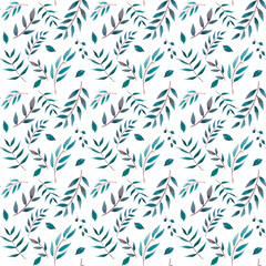 Seamless watercolor floral greenery pattern tropical,naive background, simple, green leaves, branches,  wrappers, wallpapers, postcards, greeting cards, wedding invitations, gift, packaging,  diy