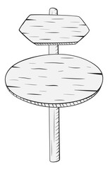 Vintage road sign. Wooden board template in linear style