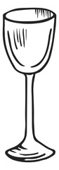 Drinking tulip glass sketch. Wine glassware icon