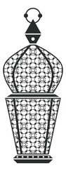 Decorative lamp with pattern glass. Festive lantern icon
