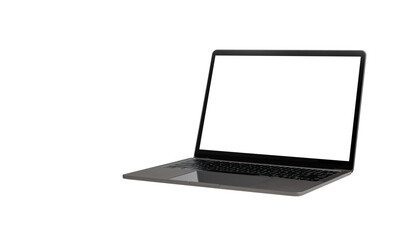 laptop computer or notebook with screen blank and background transparent, copy space for design or text