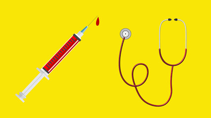  syringe or blood drawing  and medical check your heart by doctor stethoscope and wellness and check up online health 01