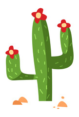 Cute cactus with flower. Blossom succulent in desert