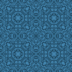 Vector art with blue vintage tile pattern