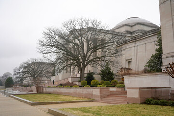 Smithonian National gallery entrance during winter in Washington DC, USA