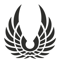 Phoenix wings logo. Vintage bird emblem. Winged badge
