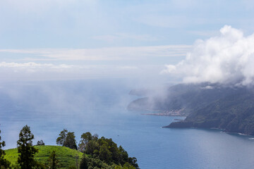 Fototapeta na wymiar clouds on the coast of the azores