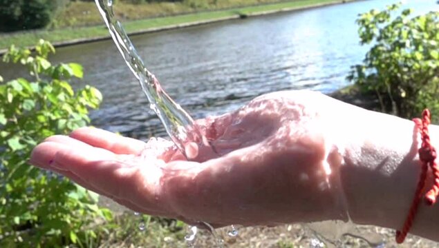 hand with water,slow motion 1000fps