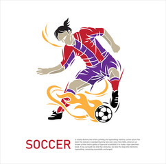 soccer player is dribbling and ready to kick the ball isolated vector illustration.
