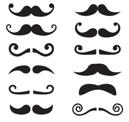 Mustache set vector. Black silhouettes of moustache vector collection.